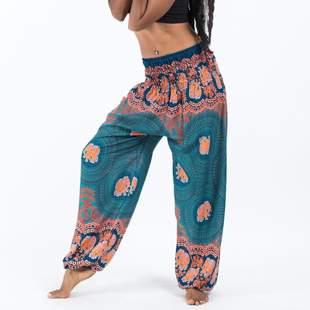 Turquoise Mandala Elephant Pants